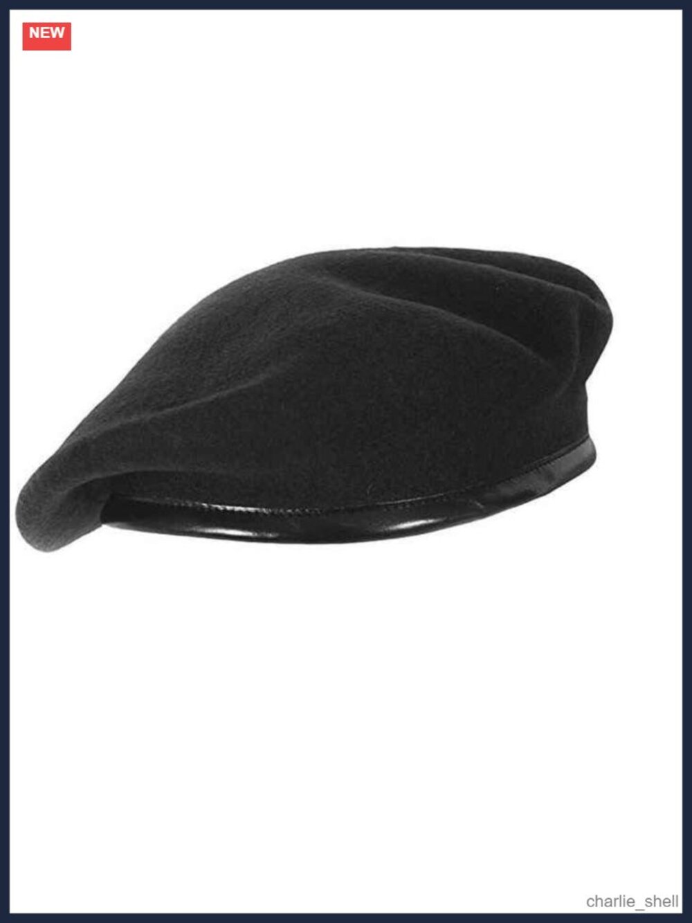 Wool Blend Beret Faux Leather Trim Unisex Military Style Hat